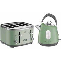 Russell Hobbs Stylevia Kettle & 4 Slice Toaster Bundle Sage 28134BU, Green