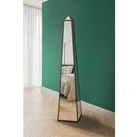 Mirroroutlet Obelisk - New Black Metal Edged Mirrored Ornament 59inch X 12inch X 12inch 150Cm X 30Cm X 30Cm , Black