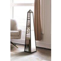 Mirroroutlet Obelisk - New Black Metal Edged Mirrored Ornament 39inch X 8inch X 8inch 100Cm X 20Cm X 20Cm , Black