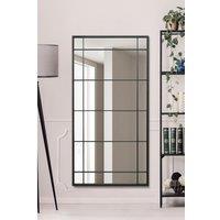 Mirroroutlet Tabula - New Black Metal Framed Window Wall Or Leaner Mirror 63inch X 31inch 160Cm X 80Cm , Black