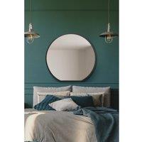 Mirroroutlet Circulus - Black Framed Flat Bottom Circular Wall Mirror - Perfect For The Mantle 33inch X 31inch 84Cm X 80Cm , Black