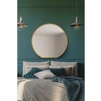 Mirroroutlet Circulus - Gold Framed Flat Bottom Circular Wall Mirror - Perfect For The Mantle 33inch X 31inch 84Cm X 80Cm , Gold
