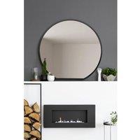 Mirroroutlet Circulus - Black Framed Flat Bottom Circular Wall Mirror - Perfect For The Mantle 41inch X 39inch 105Cm X 100Cm , Black