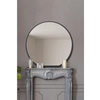 Mirroroutlet Circulus - Black Framed Flat Bottom Circular Wall Mirror - Perfect For The Mantle 50inch X 47inch 126Cm X 120Cm , Black