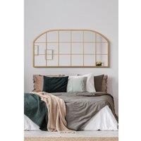 Mirroroutlet Arcus - Gold Metal Framed Window Arched Wall Or Mantle Mirror 69inch X 33inch 174Cm X 85Cm , Gold
