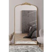 Mirroroutlet Crown - Gold Metal Framed Arched Wall Mirror With Decorative Crown 68inch X 38inch 174Cm X 96Cm , Gold