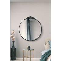 Mirroroutlet Crown - Black Metal Framed Round Decorative Wall Mirror 39inch X 39inch 100X100Cm , Black