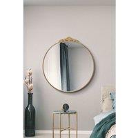 Mirroroutlet Crown - Gold Metal Framed Round Decorative Wall Mirror 39inch X 39inch 100X100Cm , Gold