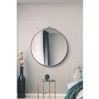Mirroroutlet Crown - Silver Metal Framed Round Decorative Wall Mirror 39inch X 39inch 100X100Cm , Silver