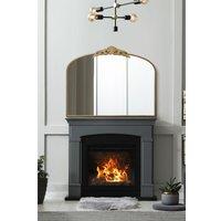 Mirroroutlet Crown - Gold Metal Framed Arched Wall Mirror With Decorative Crown 40inch X 31inch 102Cm X 80Cm , Gold