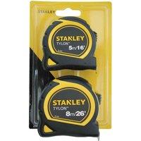 Stanley Tylon Tapes 5M 16Ft 8M 26Ft Twin Pk, Multi