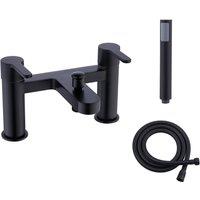 Vurtu Datchworth Bath Shower Mixer 1 4 Turn Dual Lever Ceramic Disc High Low Water Pressure 240 h X 220 w Black 628547, Black