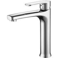 Vurtu Amwell High Basin Mixer 1 4 Turn Single Lever Ceramic Disc High Low Water Pressure 225 h X 50 w Chrome 261104, Silver