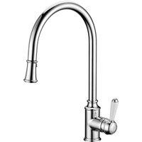 Vurtu Danube C Shape Pull Out Single Lever Tap 430 h X 55 w Chrome 382901, Silver