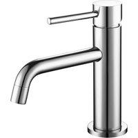 Vurtu Ares Short Basin Mixer 1 4 Turn Single Lever Ceramic Disc High Low Water Pressure 196 h X 55 w Chrome 401101, Silver