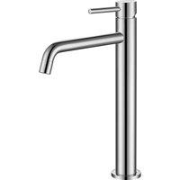 Vurtu Ares Long Spout High Basin Mixer 1 4 Turn Single Lever Ceramic Disc High Low Water Pressure Chrome 401104, Silver