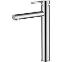 Vurtu Braughing High Basin Mixer 1 4 Turn Single Lever Ceramic Disc High Low Water Pressure 260 h X 42 w Chrome 411104, Silver