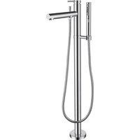 Vurtu Braughing Floor Mounted Bath Shower Filler 1 4 Turn Single Lever Ceramic Disc High Low Water Pressure 956 h X 115 w chrome 413801, Silver