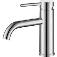 Vurtu Ares Basin Mixer 1 4 Turn Single Lever Ceramic Disc High Low Water Pressure 152 h X 45 w Chrome 421101, Silver