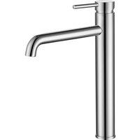 Vurtu Ares High Basin Mixer 1 4 Turn Single Lever Ceramic Disc High Low Water Pressure 313 h X 50 w Chrome 421104, Silver