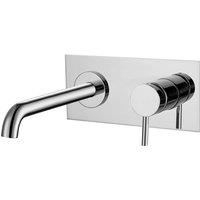 Vurtu Ares 2 Tap Hole, Square Plate Wall Mounted Basin/ Bath Filler - Chrome, Silver