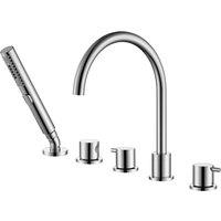 Vurtu Venus 4 Tap Hole Bath Filler 1 4 Turn Dual Lever Ceramic Disc High Low Water Pressure 318 h X 664 w Chrome 423301, Silver
