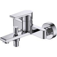 Vurtu Anstey Wall Mounted Basin Bath Filler 1 4 Turn Single Lever Ceramic Disc High Low Water Pressure 129 h X 216 w Chrome 593101, Silver