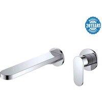 Vurtu Saturn Wall Mounted Basin Bath Filler 1 4 Turn Single Lever Ceramic Disc High Low Water Pressure 120 h X 200 w Chrome 684700 993125, Silver