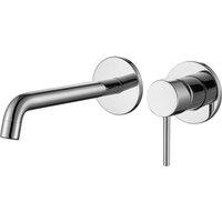 Vurtu Ares 2 Tap Hole, Long Spout Wall Mounted Basin/ Bath Filler - Chrome, Silver