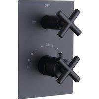 Vurtu Noir Concealed Thermostatic 2 Way Diverter Valve 310 h X 252 w High Low Water Pressure Black 659854, Black