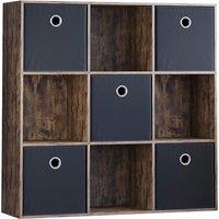 Vida Designs Durham 3X3 Cube Storage Unit Dark Wood & Cube Storage Basket Set Of 5 Black, Brown