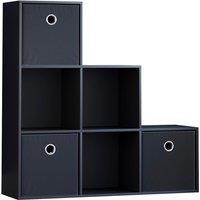 Vida Designs Durham 6 Cube Storage Unit Black & Cube Storage Basket Set Of 3 Black, Brown