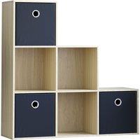 Vida Designs Durham 6 Cube Storage Unit Oak & Cube Storage Basket Set Of 3 Black, Brown