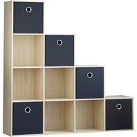Vida Designs Durham 10 Cube Storage Unit Oak & Cube Storage Basket Set Of 5 Black, Brown