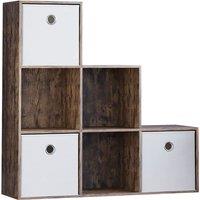 Vida Designs Durham 6 Cube Staircase Storage Unit Dark Wood & Cube Storage Basket Set Of 3 White, Brown