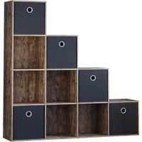 Vida Designs Durham 10 Cube Staircase Storage Unit Dark Wood & Cube Storage Basket Set Of 5 Black, Brown