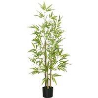 HOMCOM Artificial Plant Bamboo Artificial Tree Height 120 cm with Pot, Green