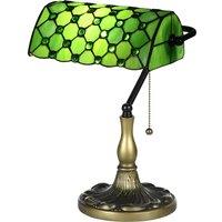 HOMCOM Stained Glass Table Lamp, for Bedroom Bedside, Bulb not Included, Green
