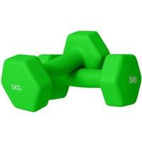 SPORTNOW Set of 2 Hexagonal Dumbbells Weights Pair, 2 x 5kg, Green, Green