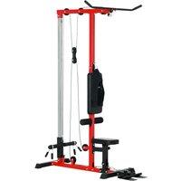 SPORTNOW Pull Up Station Power Cage with Adjustable Seat, Home Gym - Red, Red