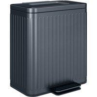 HOMCOM 2 x 20L Double Rubbish Bin, Pedal Bin with Soft-Close Lid, Black, Black