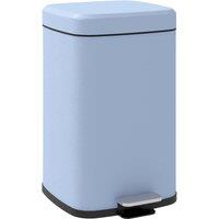 HOMCOM 20L Kitchen Pedal Bin, Metal Rubbish Bin with Soft-close Lid, Light Blue, Blue