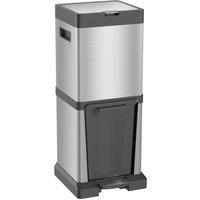 HOMCOM 20+14L Double Kitchen Bin, Pedal Bin with Soft-Close Lid, Silver, Silver