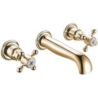 Harrogate Wall Mounted Basin Mixer - Aged Brass, Brown