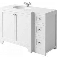 Harrogate White 1210 X 530 Worktop And Basin Left Square Sides, White