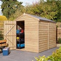 Rowlinson 8x6 Shiplap Apex Shed Single Door, Brown