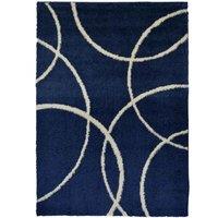 Snug Bubbles Navy Ivory 120X170cm Rug, Blue