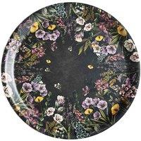 Mm Living Floral Design Wood Maisie Round Tray 37Cm, Multi
