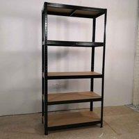 Samuel Alexander Garage Shelving 90Cm Wide & 180Cm High Heavy Duty 5 Tier Multipurpose Metal Racking Unit Warehouse Shelving Storage, Black