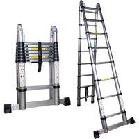 Samuel Alexander 5M Lightweight Aluminium Hinged Telescopic Extendable Multi-position Ladder & Step Ladder, Silver